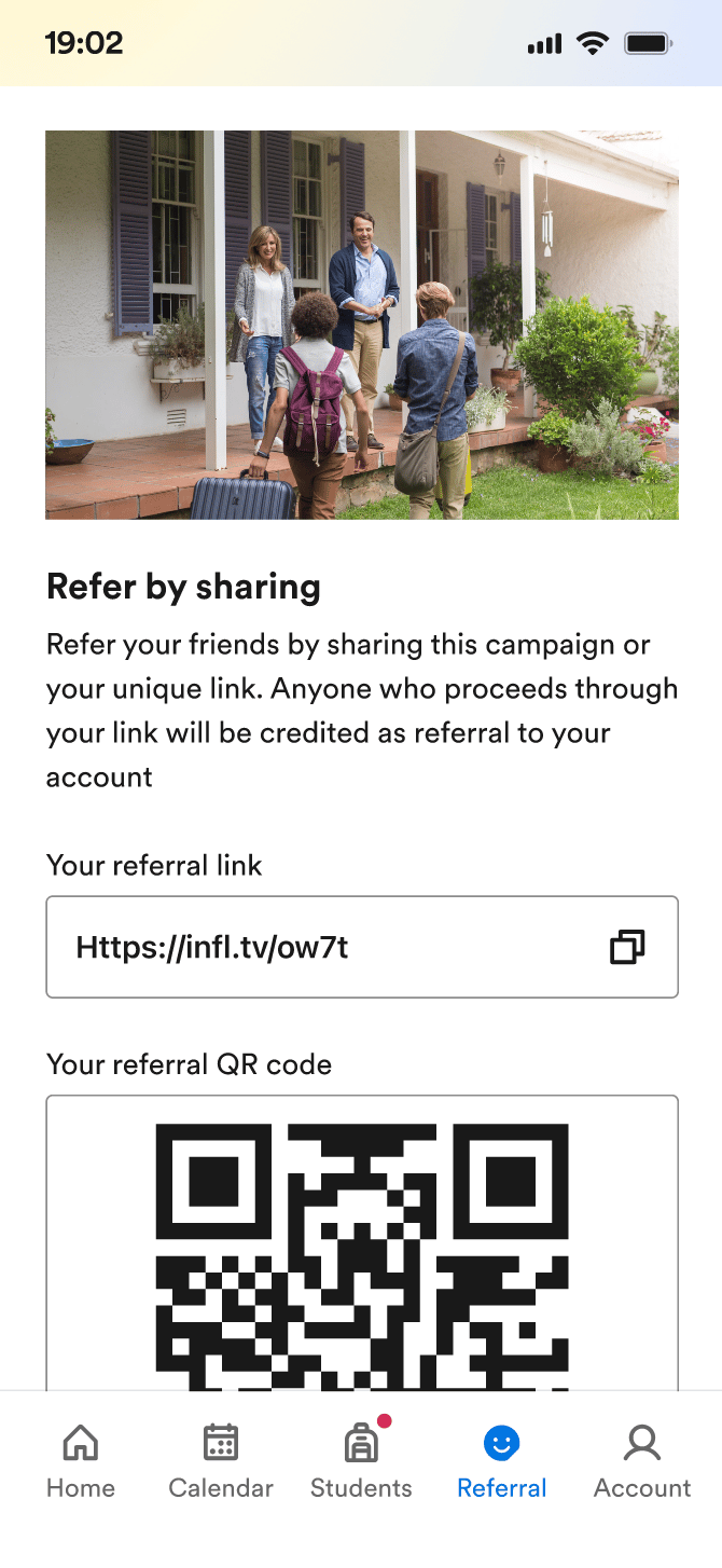 homestay app referral screen