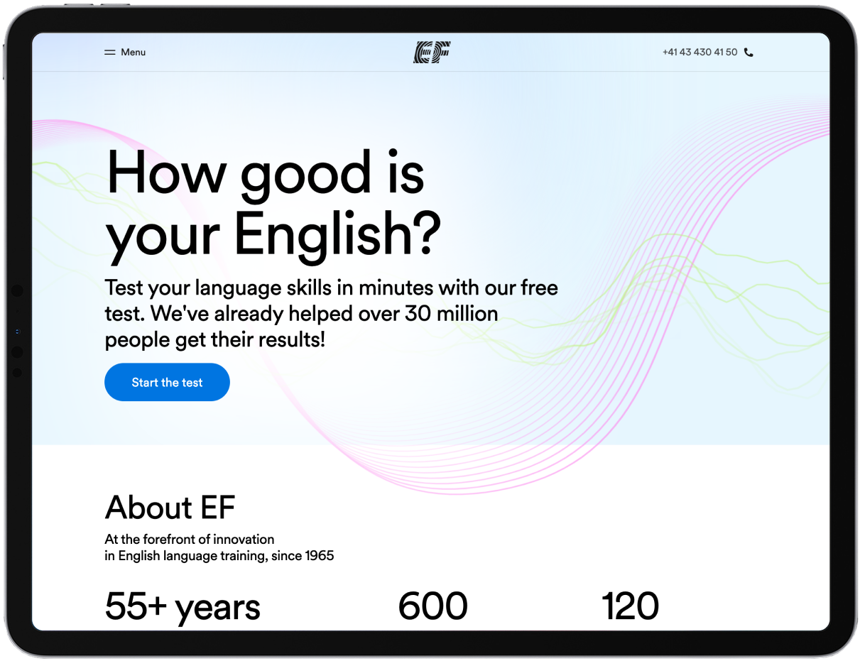 language test mockup